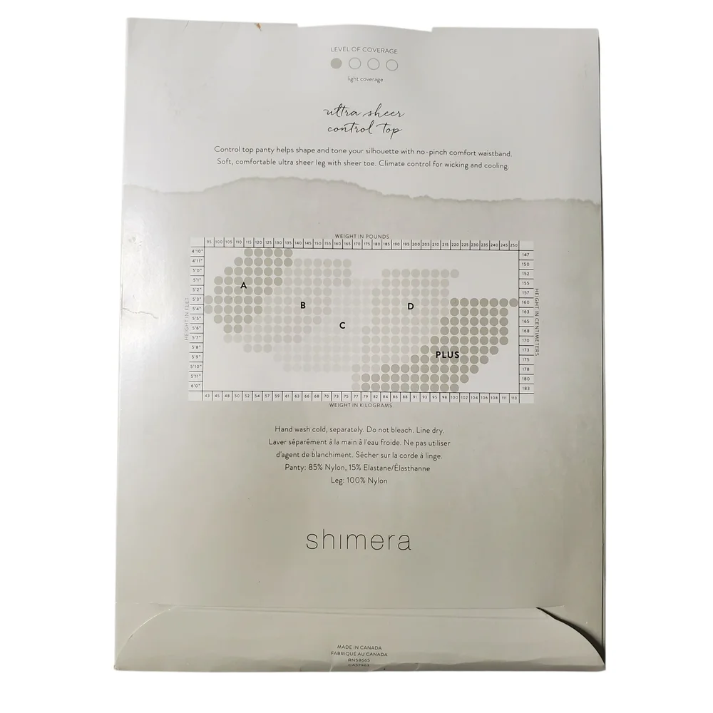 Shimera Sheer Tights Women's Size Plus Black Beige - 4 Pair